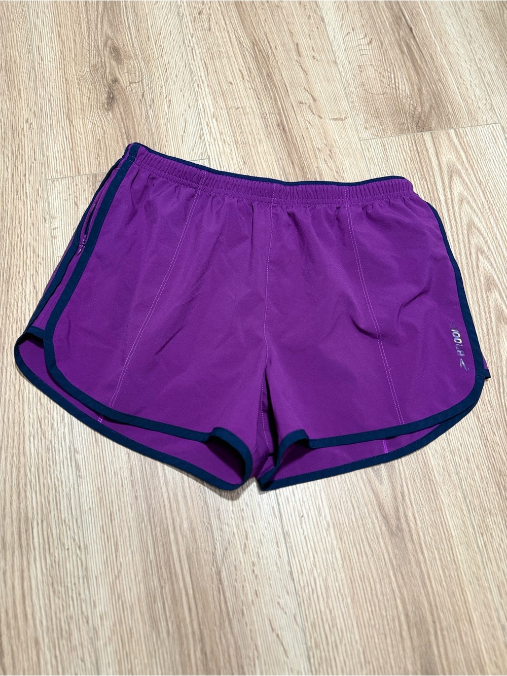 Purple Running Shorts Womens M Athletic Gym Shorts Zip Pocket